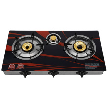 Economic price oem commercial household home kitchen table top tempered glass top double burner gas stove price